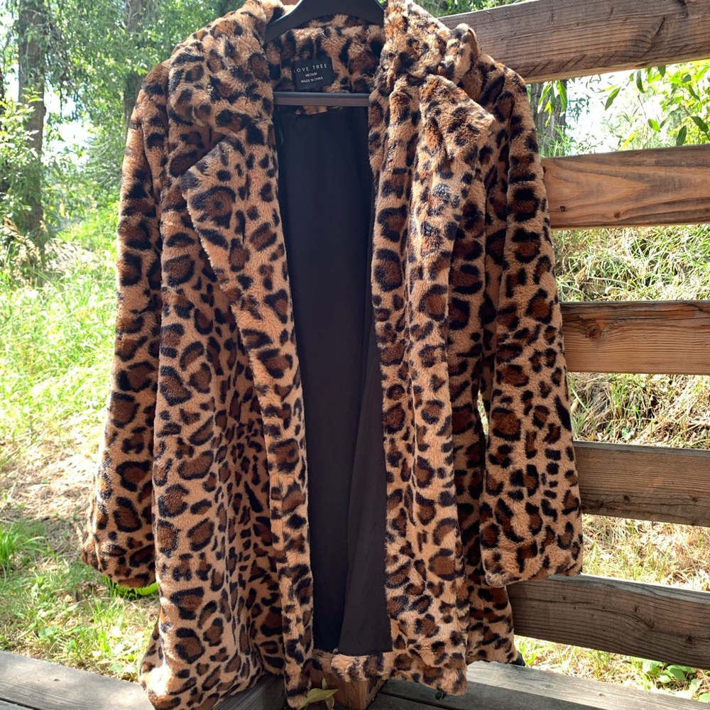 Synthetic Leopard Coat size M